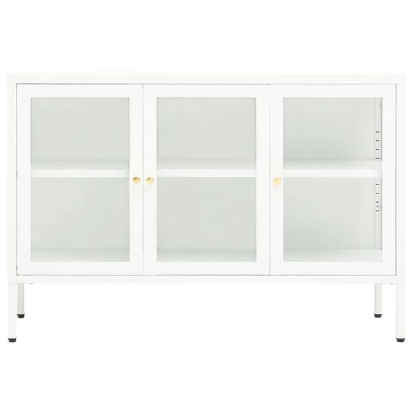 vidaXL Buffet Blanc 105x35x70 cm Acier et verre