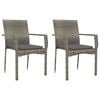 vidaXL Chaises de jardin avec coussins lot de 2 R&eacute;sine tress&eacute;e Gris