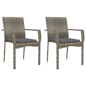 vidaXL Chaises de jardin avec coussins lot de 2 R&eacute;sine tress&eacute;e Gris