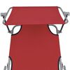 vidaXL Chaise longue pliable avec auvent Rouge Aluminium