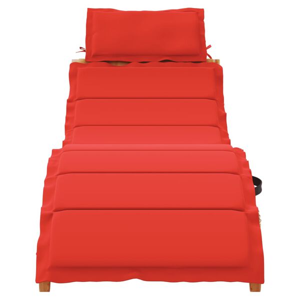 vidaXL Chaise longue avec coussin rouge bois d'acacia solide