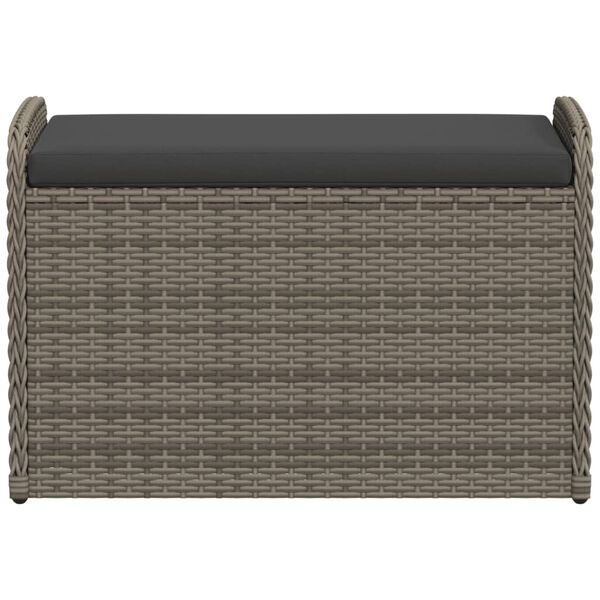 vidaXL Banc de rangement avec coussin gris 80x51x52 cm résine tressée