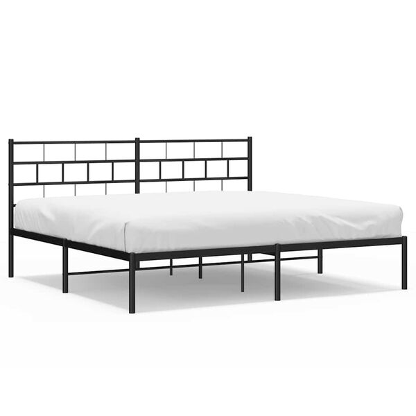 vidaXL Cadre de lit m&eacute;tal sans matelas avec t&ecirc;te de lit noir 183x213cm