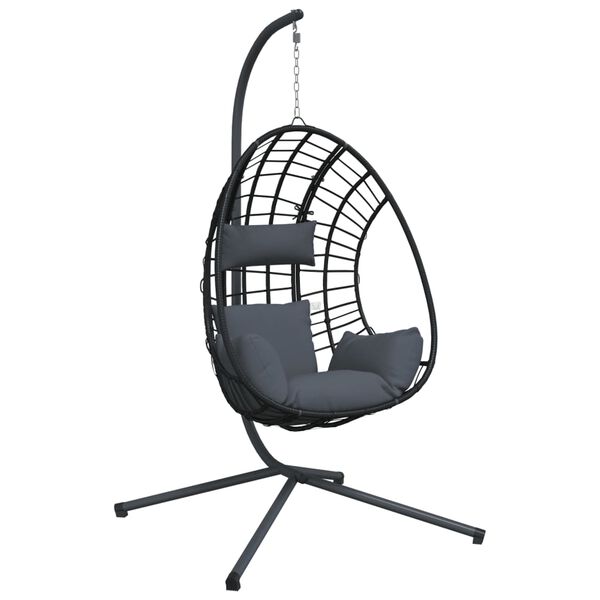 vidaXL Chaise suspendue &oelig;uf support anthracite rotin et acier