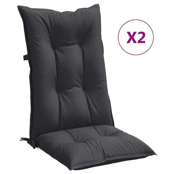 vidaXL Coussins de chaise &agrave; dossier haut lot de 2 anthracite m&eacute;lang&eacute;