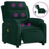 vidaXL Fauteuil inclinable de massage électrique vert foncé velours