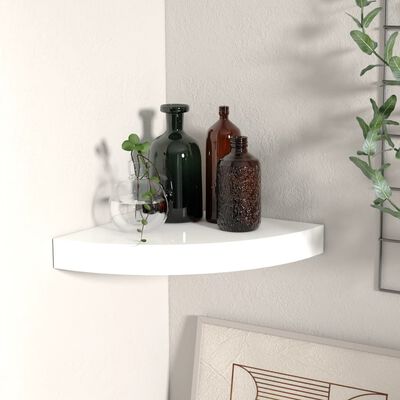 vidaXL Étagère d'angle flottante blanc brillant 25x25x3,8 cm MDF