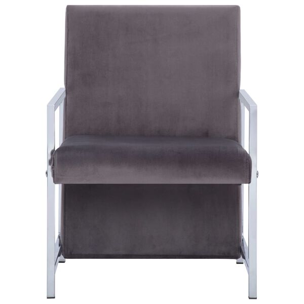 vidaXL Fauteuil avec pieds chromés gris foncé velours