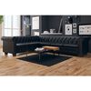 vidaXL Canap&eacute; d'angle Chesterfield 6 places noir similicuir