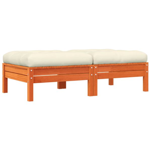 vidaXL Repose-pieds de jardin avec coussins 2 pcs bois massif pin