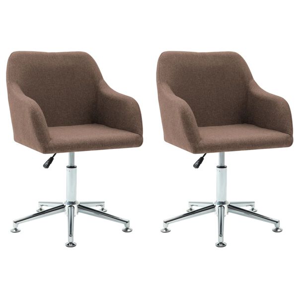 vidaXL Chaises pivotantes à manger lot de 2 marron tissu