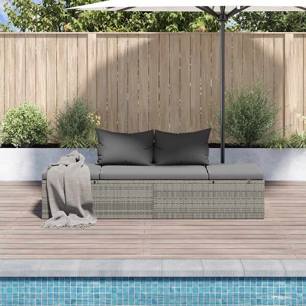 vidaXL Lit de jardin Gris 195x60 cm Résine tressée