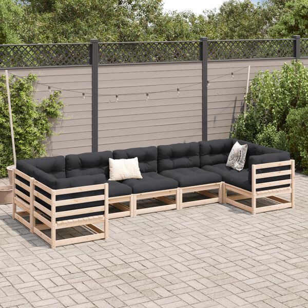 vidaXL Salon de jardin 7 pcs bois de pin massif