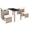 vidaXL Ensemble &agrave; manger d'ext&eacute;rieur avec coussins 5 pcs Rotin Beige
