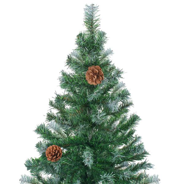 vidaXL Sapin de No&euml;l artificiel pr&eacute;-&eacute;clair&eacute; et pommes de pin 180 cm