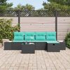 vidaXL Ensemble de canap&eacute; de jardin avec coussin 6 pcs Noir Poly rotin