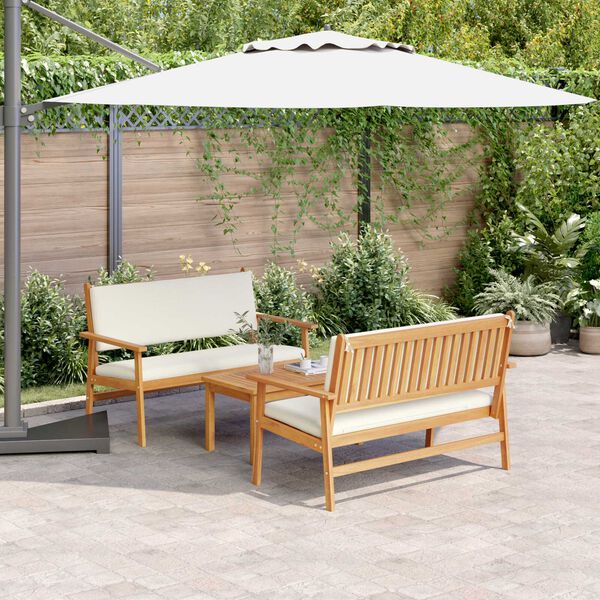 vidaXL Ensemble de canap&eacute; de jardin 3 pcs Marron 120 x 65,5 x 79 cm
