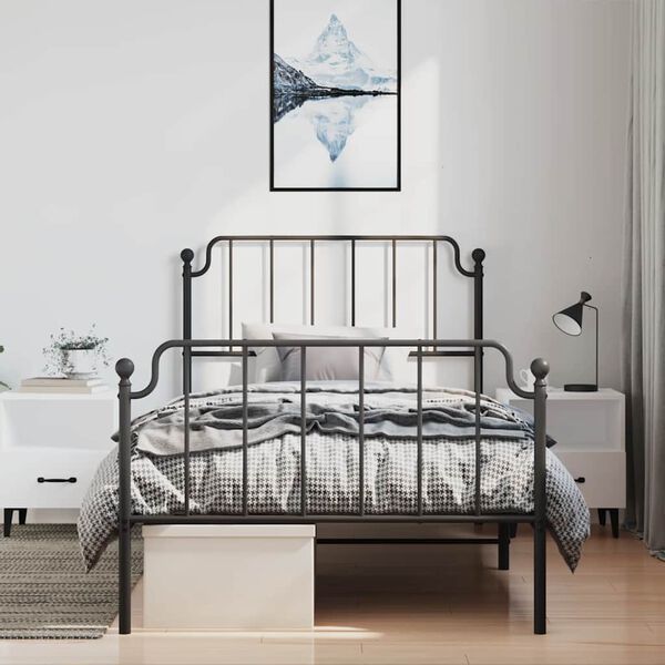 vidaXL Cadre de lit métal sans matelas avec pied de lit noir 100x190cm