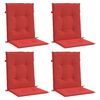 vidaXL Coussins de chaise de jardin &agrave; dossier bas lot de 4 rouge