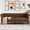 vidaXL Canapé Chesterfield 3 places marron tissu