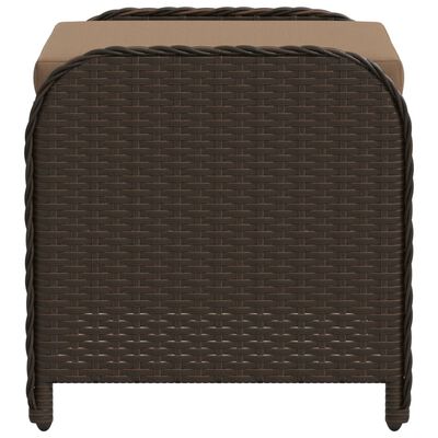 vidaXL Tabouret de jardin avec coussin brun 58x46x46 cm résine tressée