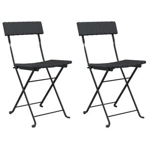 vidaXL Chaises de bistrot pliantes lot de 2 Noir R&eacute;sine tress&eacute;e acier