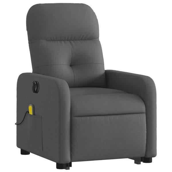 vidaXL Fauteuil inclinable de massage électrique gris foncé tissu