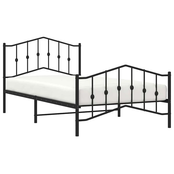 vidaXL Cadre de lit métal sans matelas et pied de lit noir 100x200 cm