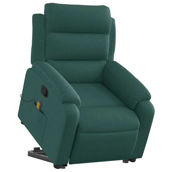 vidaXL Fauteuil inclinable de massage vert foncé tissu
