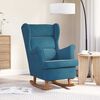 vidaXL Fauteuil &agrave; bascule &agrave; oreilles en velours bleu bois massif