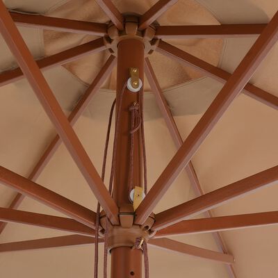 vidaXL Parasol avec mât en bois 350 cm Taupe