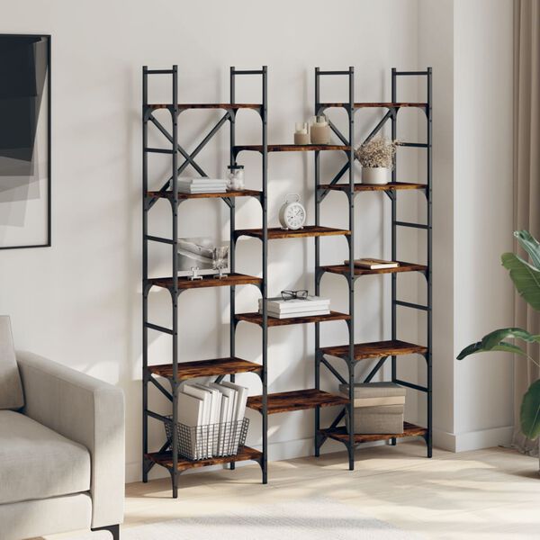 vidaXL Biblioth&egrave;que ch&ecirc;ne fum&eacute; 127,5x28,5x172,5 cm bois d'ing&eacute;nierie