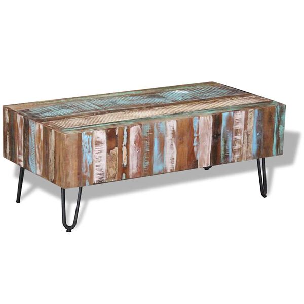 vidaXL Table basse Bois massif de r&eacute;cup&eacute;ration 100x50x38 cm