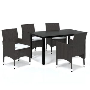 vidaXL Ensemble &agrave; manger de jardin et coussins 5 pcs Poly rotin Marron