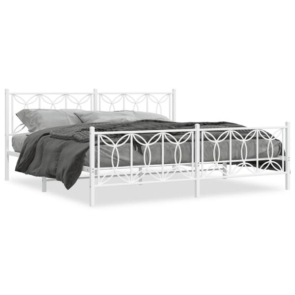 vidaXL Cadre de lit métal sans matelas et pied de lit blanc 193x203 cm