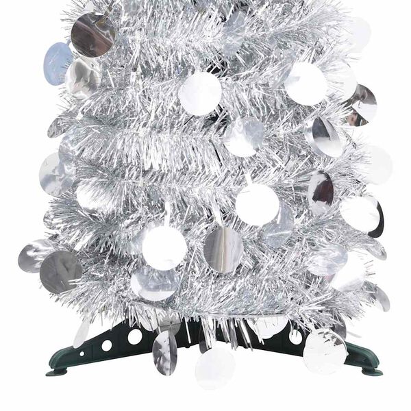 vidaXL Sapin de No&euml;l artificiel escamotable argent&eacute; 120 cm PET