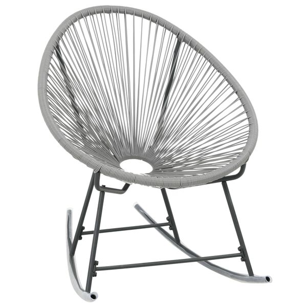 vidaXL Chaise à bascule d'extérieur forme de lune Gris Résine tressée