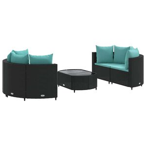 vidaXL Salon de jardin 5 pcs avec coussins noir r&eacute;sine tress&eacute;e