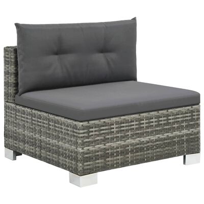 vidaXL Salon de jardin 10 pcs avec coussins Résine tressée Gris