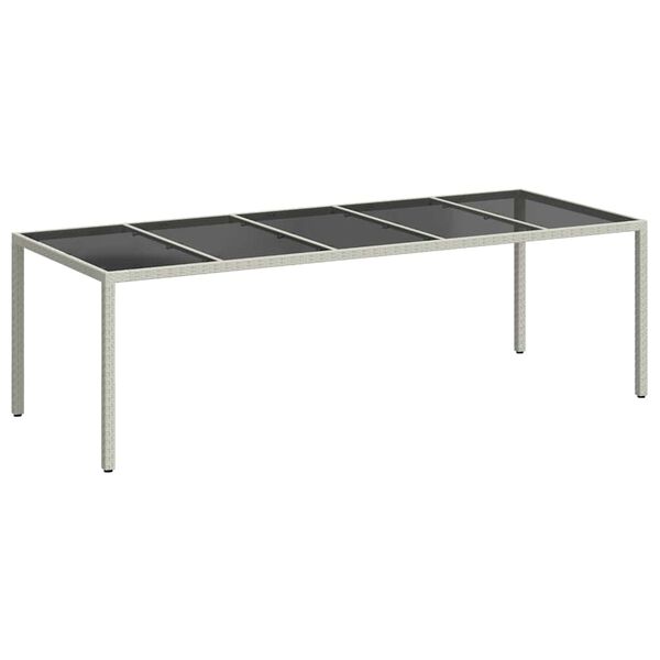 vidaXL Table de jardin blanc 250x100x75 cm résine tressée verre trempé