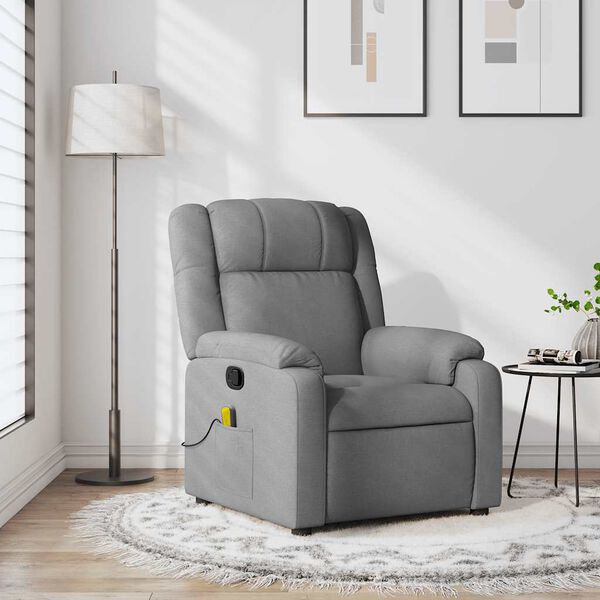 vidaXL Fauteuil de massage inclinable gris clair tissu