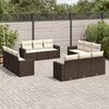 vidaXL Salon de jardin avec coussins 12 pcs marron r&eacute;sine tress&eacute;e