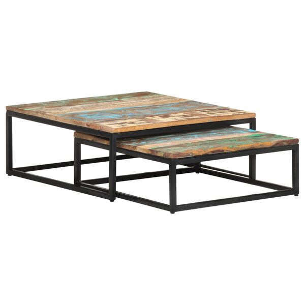 vidaXL Tables basses gigognes 2 pcs Bois de récupération massif