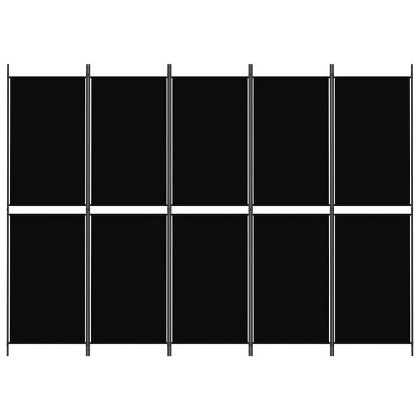 vidaXL Cloison de s&eacute;paration 5 panneaux Noir 250x180 cm Tissu