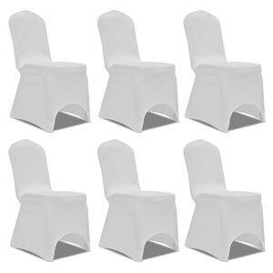 Housse blanche extensible pour chaise 6 pi&egrave;ces