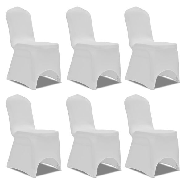 Housse blanche extensible pour chaise 6 pi&egrave;ces