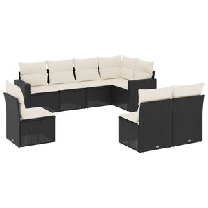 vidaXL Salon de jardin 8 pcs avec coussins noir r&eacute;sine tress&eacute;e