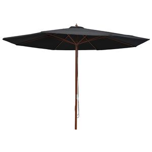 vidaXL Parasol d'ext&eacute;rieur avec m&acirc;t en bois 350 cm Noir