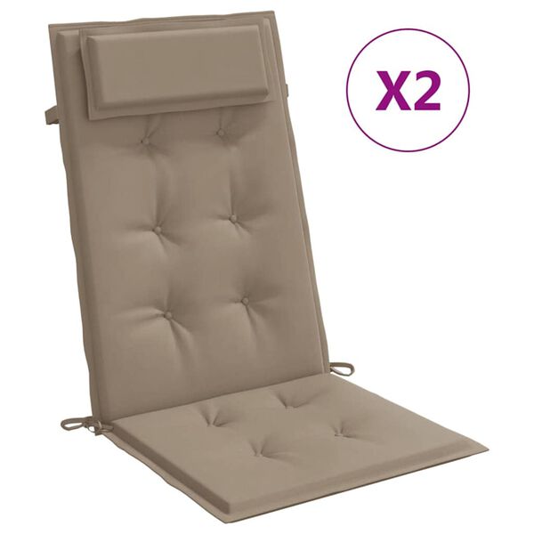 vidaXL Coussins de chaise &agrave; dossier haut lot de 2 taupe tissu oxford