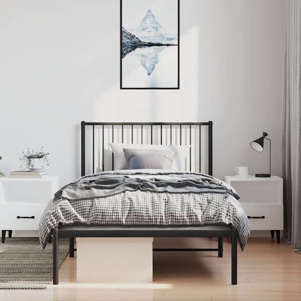 vidaXL Cadre de lit m&eacute;tal sans matelas avec t&ecirc;te de lit noir 100x190cm